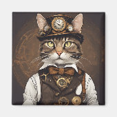 Steampunk-kat Magneet (Voorkant)