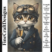 Steampunk kat met champagne AG8Z decoupage Tissuepapier