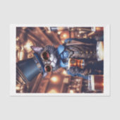 Steampunk kat met hoge hoed & bril drinkbier tissuepapier (Voorkant)