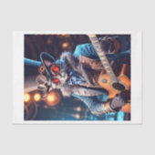 Steampunk kat met top hoed & goggle spelen gitaar tissuepapier (Voorkant)