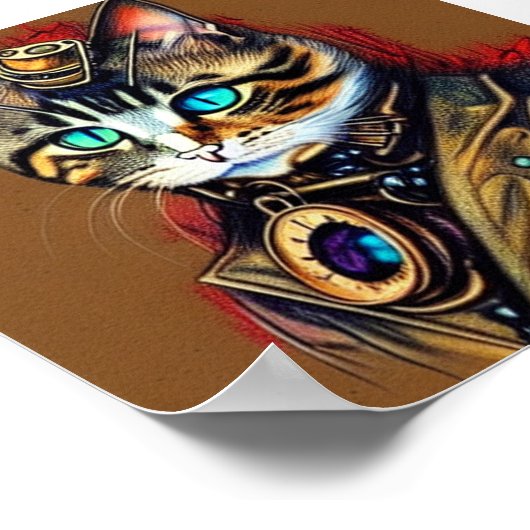 Steampunk-kat Poster (Hoek)