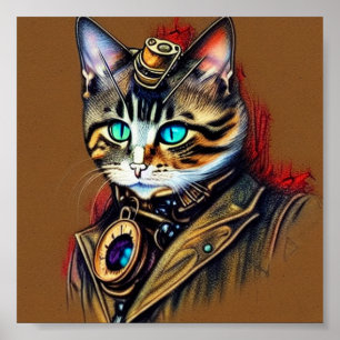 Steampunk-kat Poster