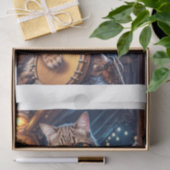 Steampunk kat spelen banjo in blauwe pub - tissuepapier (Geschenk)