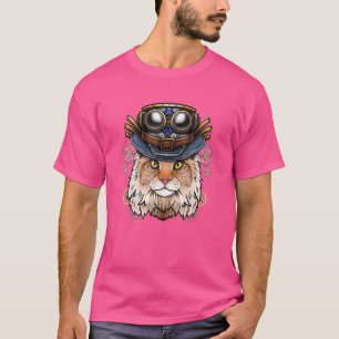 Steampunk Kat Steampunk Kitten Geel Kat Cosplay T-shirt