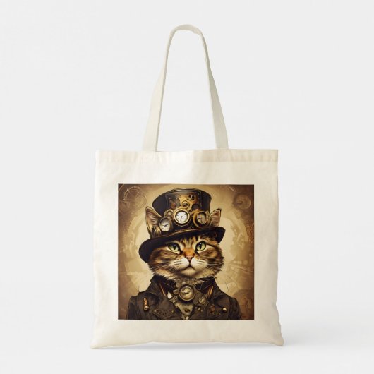 Steampunk-kat Tote Bag (Achterkant)