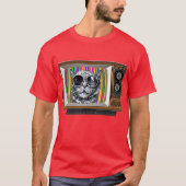 Steampunk Kat TV Tijd: Retro Cool meets Quirky T-shirt (Voorkant)