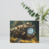 Steampunk Kat Vis Briefkaart (Staand voorkant)