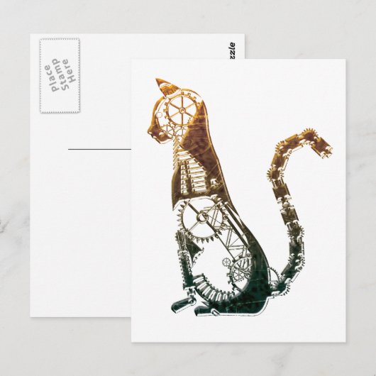 Steampunk katten briefkaarten (Voorkant / Achterkant)