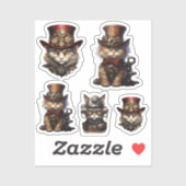 Steampunk Katten Sticker (Vel)