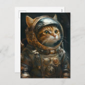 Steampunk-kattenastronaut Feestdagenkaart (Voorkant / Achterkant)
