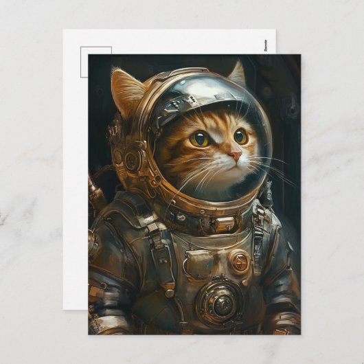Steampunk-kattenastronaut Feestdagenkaart (Voorkant / Achterkant)