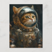 Steampunk-kattenastronaut Feestdagenkaart (Voorkant)