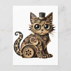 Steampunk kattendieren papier ambachten kunst briefkaart