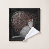 steampunk Katze   Bad Handdoek (Wasdoekje)