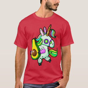 Steampunk Kawaii Eenhoorn Robot Holding Avocado T-shirt