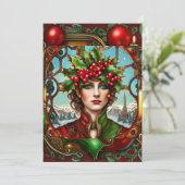 Steampunk Kerst Elf Feestdagenkaart (Staand voorkant)