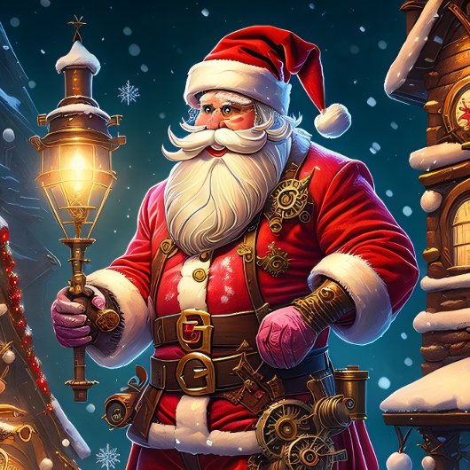 Steampunk Kerst. Kerstman met metalen tandwielen Tissuepapier