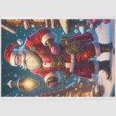 Steampunk Kerst. Kerstman met metalen tandwielen Tissuepapier (Voorkant)