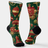 steampunk kerst ornamenten sokken (Gebogen)