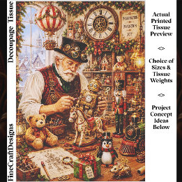 Steampunk Kerst Speelgoed Werkplaats FV4 Decoupage Tissuepapier