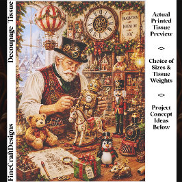 Steampunk Kerst Speelgoed Werkplaats FV4 Decoupage Tissuepapier