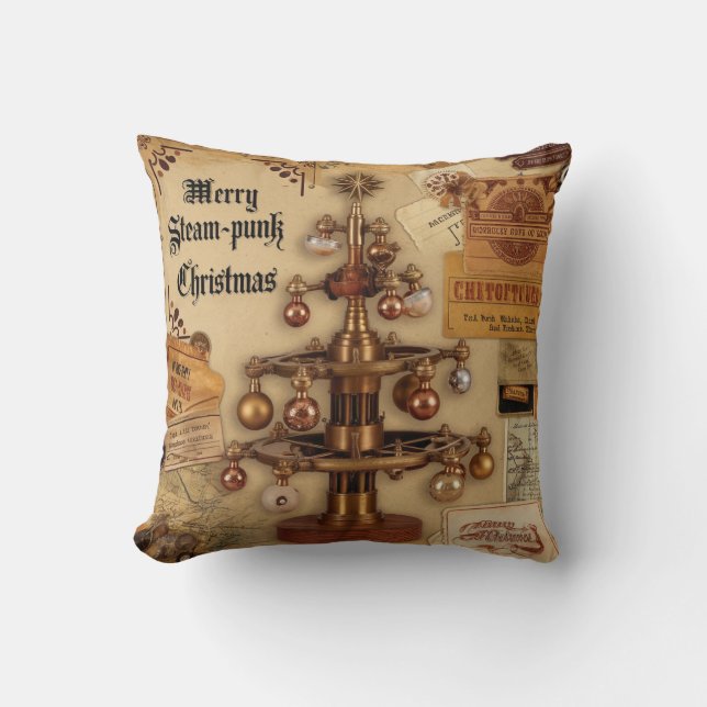 Steampunk Kerst Worp Kussen (Voorkant)