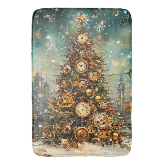 Steampunk kerstboom badmat (Voorkant Verticaal)