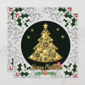 steampunk kerstboom - kerstboomfeestkaart feestdagenkaart (Voorkant / Achterkant)