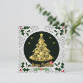 steampunk kerstboom - kerstboomfeestkaart feestdagenkaart (Staand voorkant)