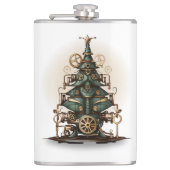 Steampunk Kerstboom  Retro Style Heupfles (Voorkant)