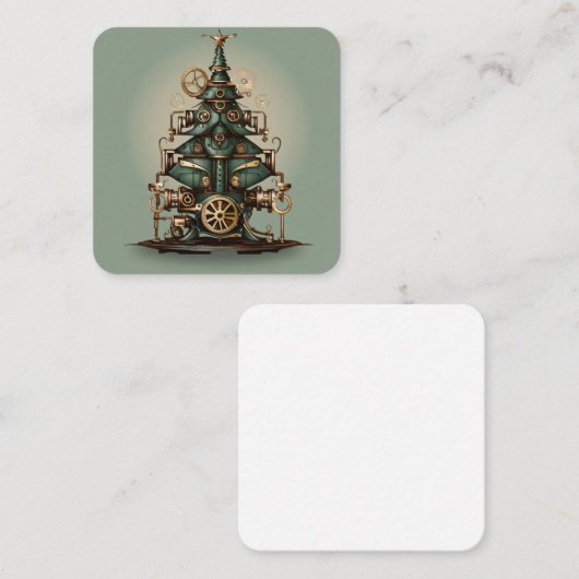 Steampunk Kerstboom Retro Style Informatiekaartje (Voorkant / Achterkant)