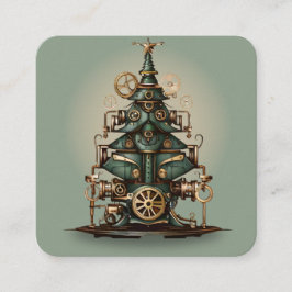 Steampunk Kerstboom Retro Style Informatiekaartje