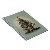 Steampunk Kerstboom  Retro Style Notitieboek (Rechterzijde)