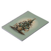 Steampunk Kerstboom  Retro Style Notitieboek (Linkerzijde)