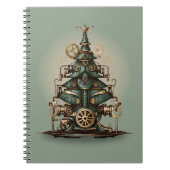 Steampunk Kerstboom  Retro Style Notitieboek (Voorkant)
