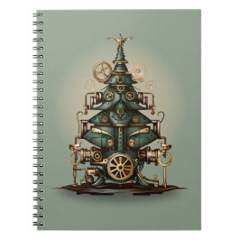 Steampunk Kerstboom Retro Style Notitieboek