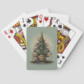 Steampunk Kerstboom  Retro Style Pokerkaarten (Achterkant)