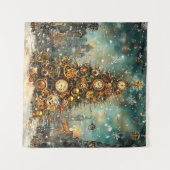 Steampunk Kerstboom Tapestry Wandkleed (Voorkant (horizontaal))