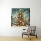 Steampunk Kerstboom Tapestry Wandkleed (In situ)