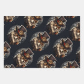 Steampunk Kerstboom Wolf Raccoon 3 patronen Inpakpapier Vel (Voorkant 2)