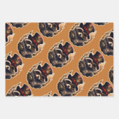 Steampunk Kerstboom Wolf Raccoon 3 patronen Inpakpapier Vel (Voorkant)