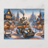 Steampunk Kerstbus Briefkaart (Voorkant)