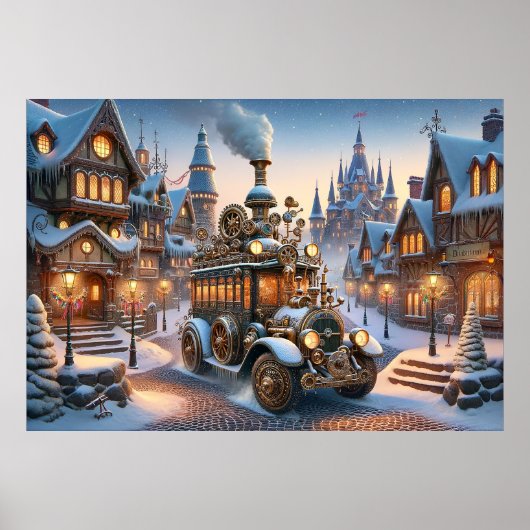 Steampunk Kerstbus Poster (Voorkant)
