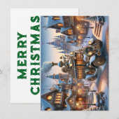 Steampunk Kerstbus Wenskaart (Voorkant / Achterkant)