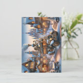Steampunk Kerstbus Wenskaart (Staand voorkant)