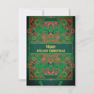 Steampunk kerstgroet RSVP kaartje