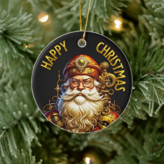 Steampunk Kerstman Keramisch Ornament (Boom)