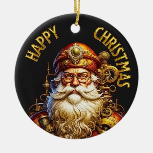 Steampunk Kerstman Keramisch Ornament (Voorkant)