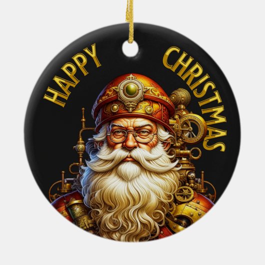 Steampunk Kerstman Keramisch Ornament (Achterkant)