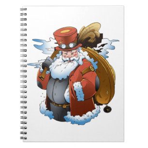 Steampunk Kerstman Kerstmis Vintage Stijl Notitieboek